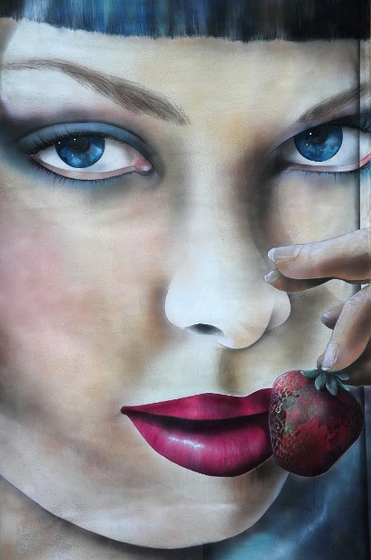 erotic-art-frauen-bild-akt-fine-art-gemaelde-malerin-christine-dumbsky-frau-welt-erdbeere-summerwine