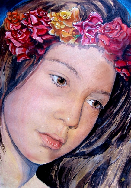 erotic-art-frauenbilder-akt-fine-art-gemaelde-malerin-christine-dumbsky-blumen-maedchen-portrait-flower-girl