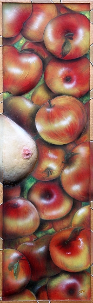 erotic-art-frauenbilder-akt-fine-art-gemaelde-malerin-christine-dumbsky-busen-aepfel-apfel-eve-and-apples