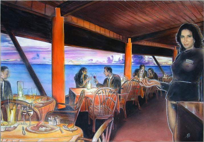 erotic-art-frauenbilder-akt-fine-art-gemaelde-malerin-christine-dumbsky-erotisches-portrait-nackte-bedienung-im-restaurant