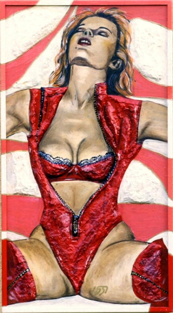 erotic-art-frauenbilder-akt-fine-art-gemaelde-malerin-christine-dumbsky-frau-in-rotem-latex-anzug-i-wish-erotisch