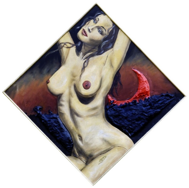 erotic-art-frauenbilder-akt-fine-art-gemaelde-malerin-christine-dumbsky-frau-nackt-vor-blutmond-halbmond-nacht