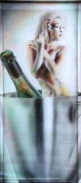 erotic-art-frauenbilder-akt-fine-art-gemaelde-malerin-christine-dumbsky-marylin-monroe-sekt-flasche-gemalde-portrait