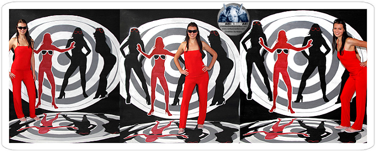 Bhnenbilder fr Messen Livemalerei, Illustionsmalerei, Bodenbilder dreidimensional, Straenknstler, strassenkuenstler, streetart, Streetart mit Bodypainting in Kombination, Strassenmalerei, Illusionsgemaelde, illusionsgemaelde, illusion painting, ilusion, 3d-malerei, Bhnenbild mit integriertem Floorpainting als Messeattraktion live gemalt von der bekannten Knstlerin Christine Dumbsky